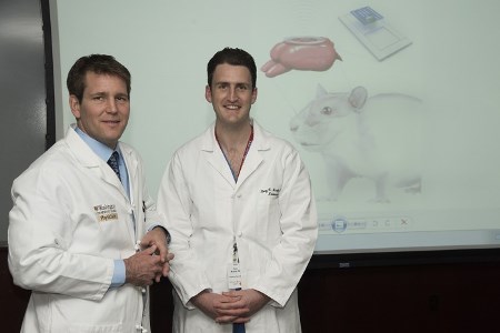Neurosurgeons Wilson Z. Ray, MD (left), and Rory K. J. Murphy, MD, led the Washington University team that helped develop the wireless brain sensors.