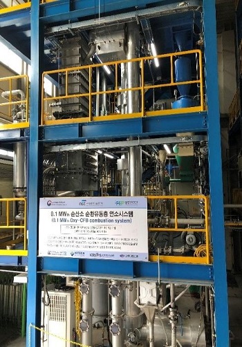 Oxy-circulating fluidized bed combustion system can separate carbon dioxide during the combustion process, use various types of fuels and significantly reduce exhaust gas and air pollutants emission. Source: Korea Institute of Energy Research 