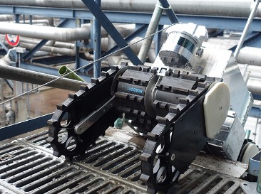 During testing, the robot was able to navigate stairs. Source: MHI