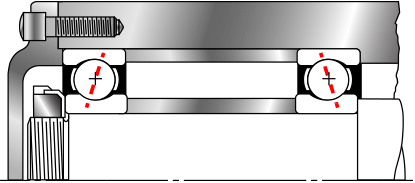 Two bearings separated by spacers and preloaded by a single locknut; Source: National Precision Bearing