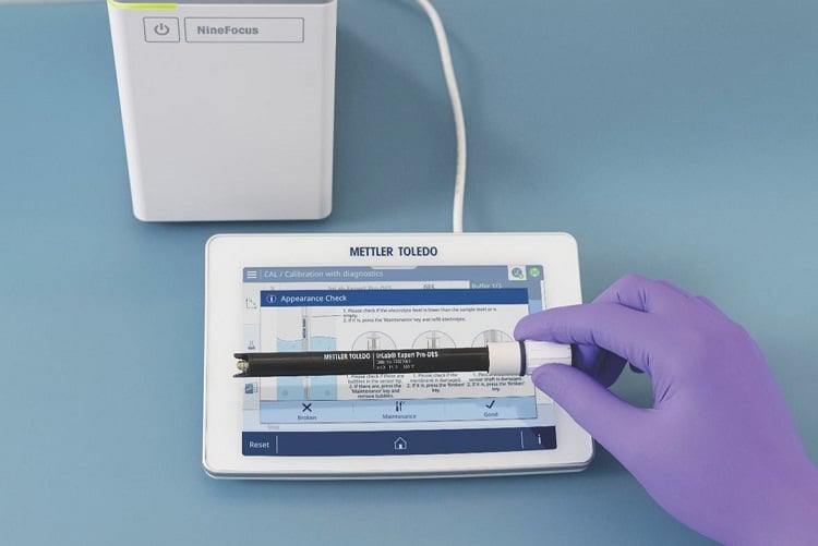 pH sensor diagnostics: InLab Expert Pro-DES with NineFocus Multiparameter Meter. Source: Mettler Toledo