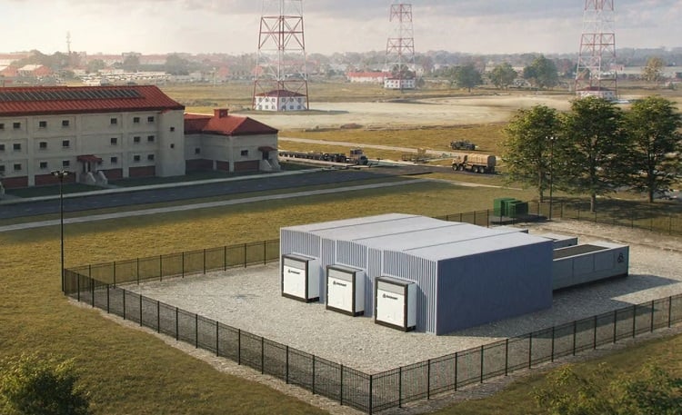 An artist rendering of the Radiant&rsquo;s Kaleidos nuclear microreactors that will be deployed at Fort Benning, Georgia, as part of the nuclear electric grid development on U.S. Army military installations. Source: Radiant 