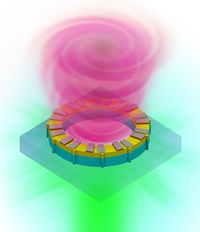 Illustration of a vortex laser on a computer chip. Image credit: SUNY at Buffalo.