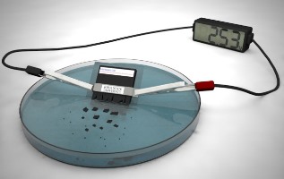 This working battery dissolves and disperses in water. Image source: Ashley Christopherson.
