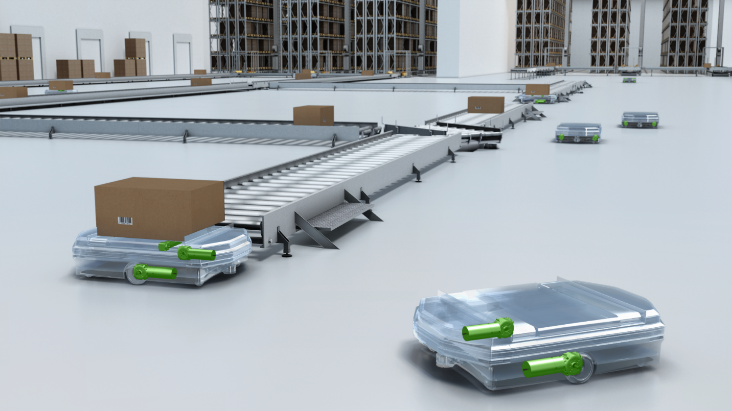 Figure 2. AGVs at work in a logistics center. Source: ebm-papst
