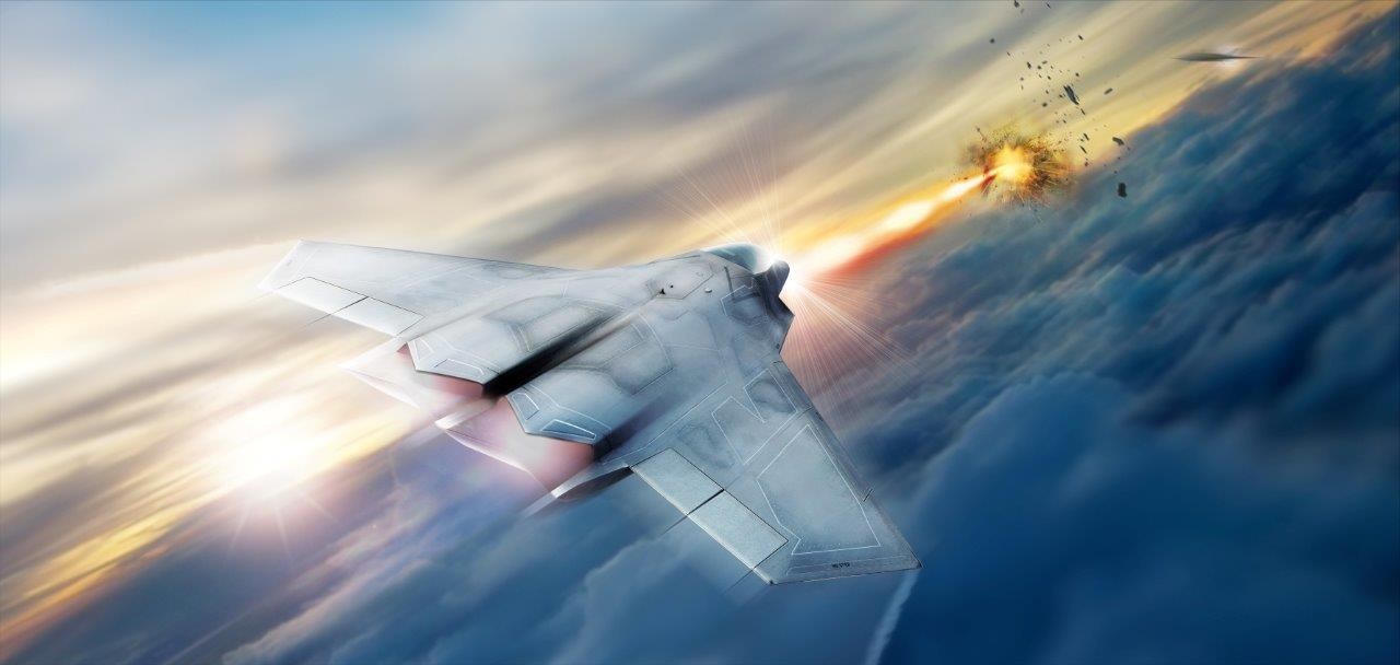 Concept art of a high-energy laser weapon system mounted on a fighter jet. Lockheed Martin is developing the laser under a contract with the U.S. Air Force Research Laboratory. Source: Air Force Research Lab