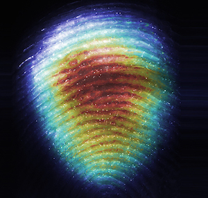 Warmer colors indicate areas where the vibration-induced air cushion is stronger. Image credit: M. Wiertlewski/CNRS.