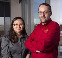 Zengyi Shao and Jean-Philippe Tessonnier produced a bio-based nylon. Image source: Christopher Gannon/Iowa State University