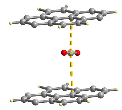 The adsorbaphore within the MOF contained two aromatic cores, or binding sites — one for water and one for CO2. Source: Oregon State University