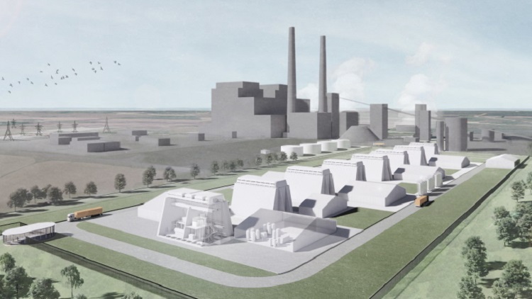 Artist’s rendering of a repowered coal-fired power plant. Source: Bryden Wood