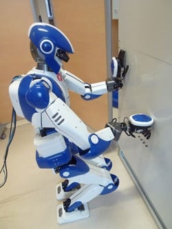 Humanoid robots will adapt to various postures demanded by aircraft assembly. Image source: Joint Robotics Laboratory (CNRS/AIST)