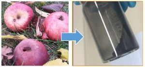 Carbon materials for batteries are derived from apple waste. Source: KIT/HIU