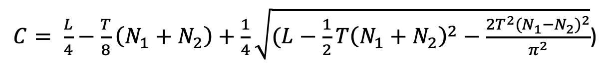 Equation 3: Timing belt distance between shafts.