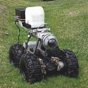 The radar is integrated into a robot that crawls through a pipe and relays the data back to the operator in real time. Image credit: Louisiana Tech University.