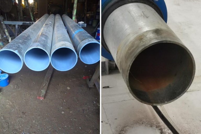 Pipes treated with MAP-1 on the left and untreated one on the right. Source: The Hong Kong University of Science and Technology