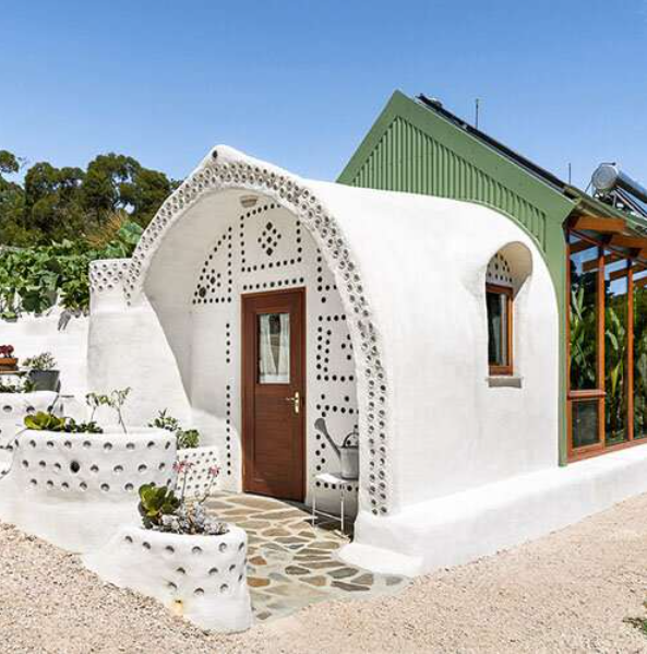 "Earthship" built from recycled tires at Ironbank, South Australia. Source: University of South Australia