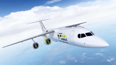Artist's view of the hybrid electric aircraft. Credit: Airbus
