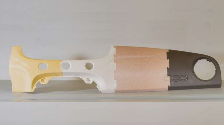 cA Fiat 500 dashboard fascia made of lemon peel, almond shells and pomegranate skins. Source: BARBARA project