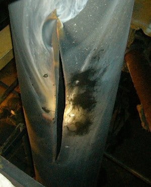 A rupture along a piece of P91 piping.