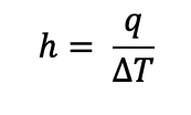 Equation 2: Heat transfer coefficient equation for turbulent fluids.