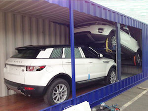 The software could help double the vehicle-shipping capacity, from two per container to four. Image credit: Trans-Rak International.