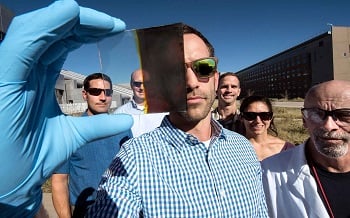 Lance Wheeler and the NREL team that developed the smart window. Source: NREL