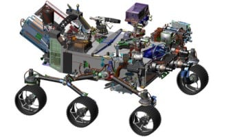 A computer-generated rendition of NASA's Mars 2020 rover. Image source: NASA/JPL-Caltech
