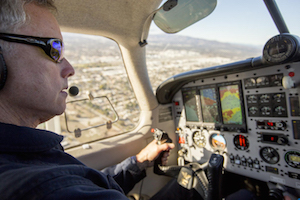 UC Davis scientist Stephen Conley flies over Aliso Canyon measuring methane emissions. Image credit: Joe Proudman/UC Davis.