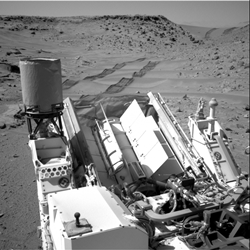 The Mars Curiosity rover left treadmarks on the Martian surface. Source: NASA