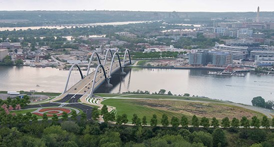 The new bridge will include six vehicle lanes. 