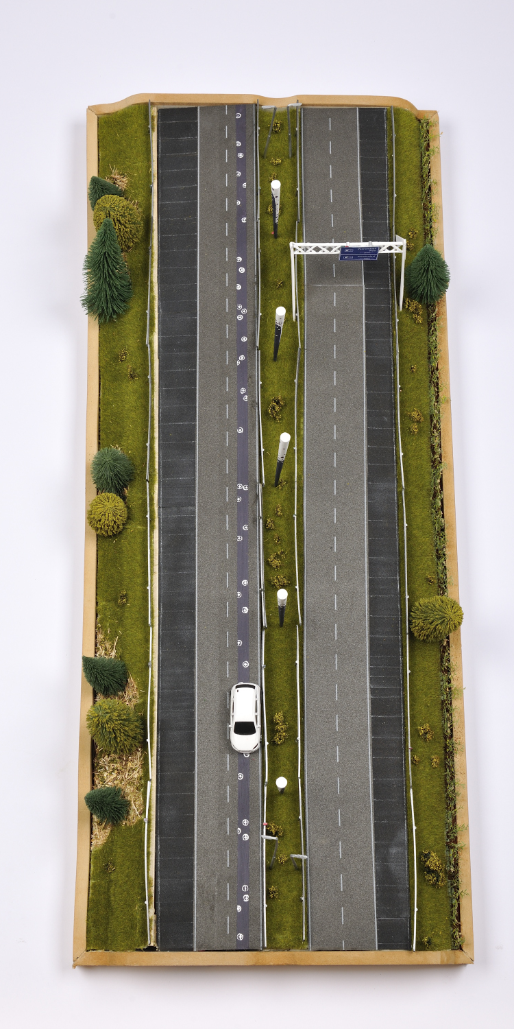 The depiction of a road with inductive charging systems. Credit: TU Delft