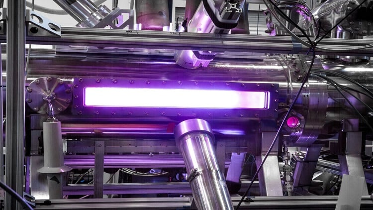 A bright flash of light from the fusion Z-pinch experiment plasma. Source: Zap Energy, Inc.
