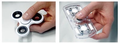 The fidget spinner toy (left) inspired the design of the diagnostic-fidget spinner (right). Source: Institute for Basic Science