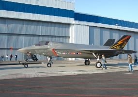 F-35 rollout. The Defense Department emphasized speed, vertical landing and aircraft carrier launches; design for manufacturability was secondary. Image source: Lockheed Martin