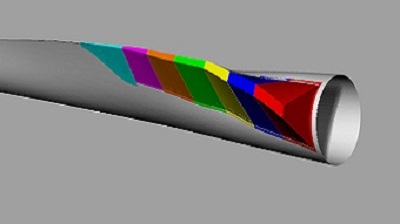 The trailing edge spoiler EvoFlap for the blade root area, divided into seven segments. Source: Evoblade