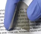 A darkened electrochromic film on plastic prepared by chemical condensation. Source: Cockrell School of Engineering, University of Texas at Austin