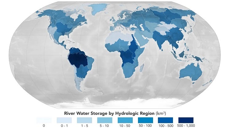 Trends in riverine water storage and flows
