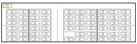 Animation illustrating AVs moving in and out of a solid parking grid. Source: Sina Bahrami.