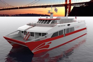 An artistic rendering of the hydrogen-powered high-speed passenger ferry. Image credit: Sandia National Laboratories.