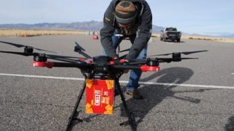 Researchers used 5- , 10- and 15-pound packages of snack food to test drone delivery performance. Source: Idaho National Laboratory