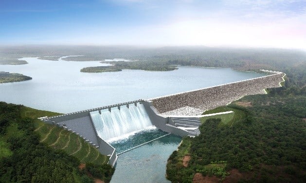 Artist's view of part of the hydroelectric project in Laos. Source: PNPC