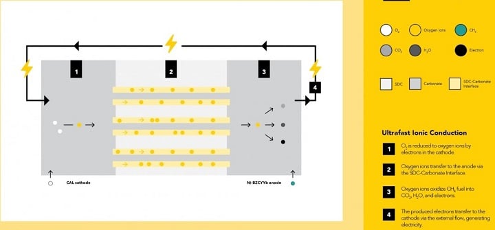 Schematic of ultrafast ionic conduction in the CSSFC. Source: Yun Hang Hu/Michigan Technological University