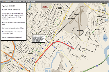 (Click to enlarge.) Path of accident aircraft as pilots attempted to line up with the runway. Source: NTSB