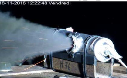 An 8 mm bullet was fired into a space battery cell to simulate a micrometeroid impact. Source: ESA/Airbus