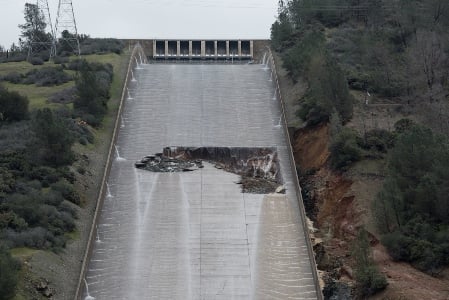 The same spillway after the failure. 