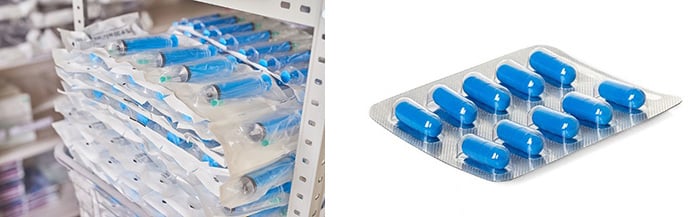 Figure 2. Medical (left) and blister pack (right) packaging applications. Source: Saint-Gobain