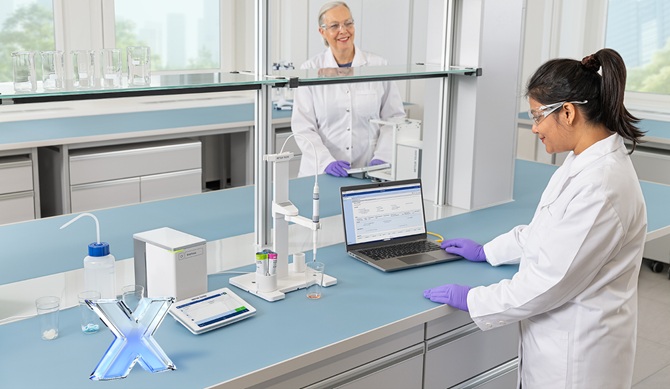 Figure 3. Advanced pH measurement system: NineFocus with InLab DES sensors and LabX. Source: Mettler Toledo