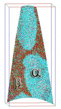Using atom probe tomography, an atomic map of the titanium alloy was created. Image credit: PNNL.