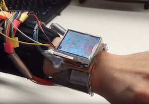 WristWhirl allows users to interact with a smartwatch using the wrist that the watch is worn on, while freeing up the other hand for other tasks. Image credit: Dartmouth College.