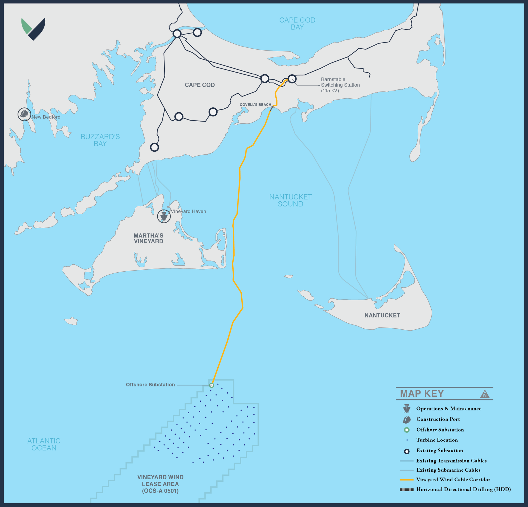 The proposed Vineyard Wind project would be roughly 15 miles offshore and include 9.5 MW turbines. Source: Vineyard Wind